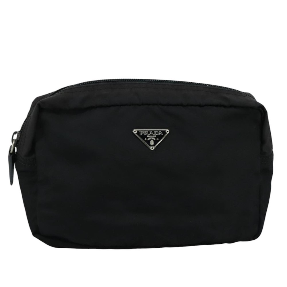 PRADA Pouch Nylon Black Silver Auth bs20983 - Picture 13 of 16